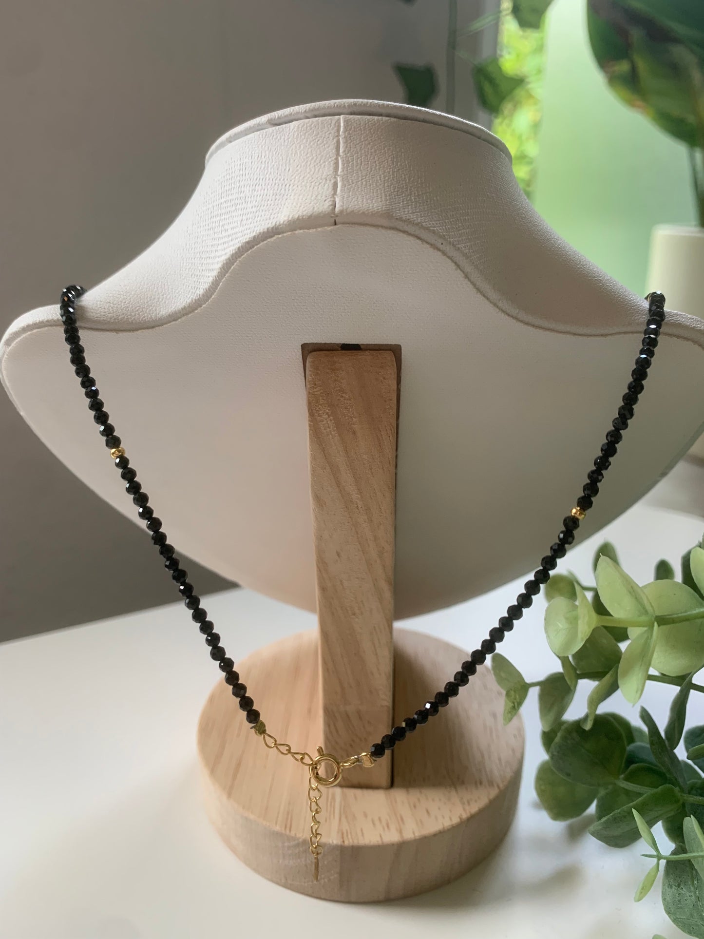 facettierte onyx kette (gold)
