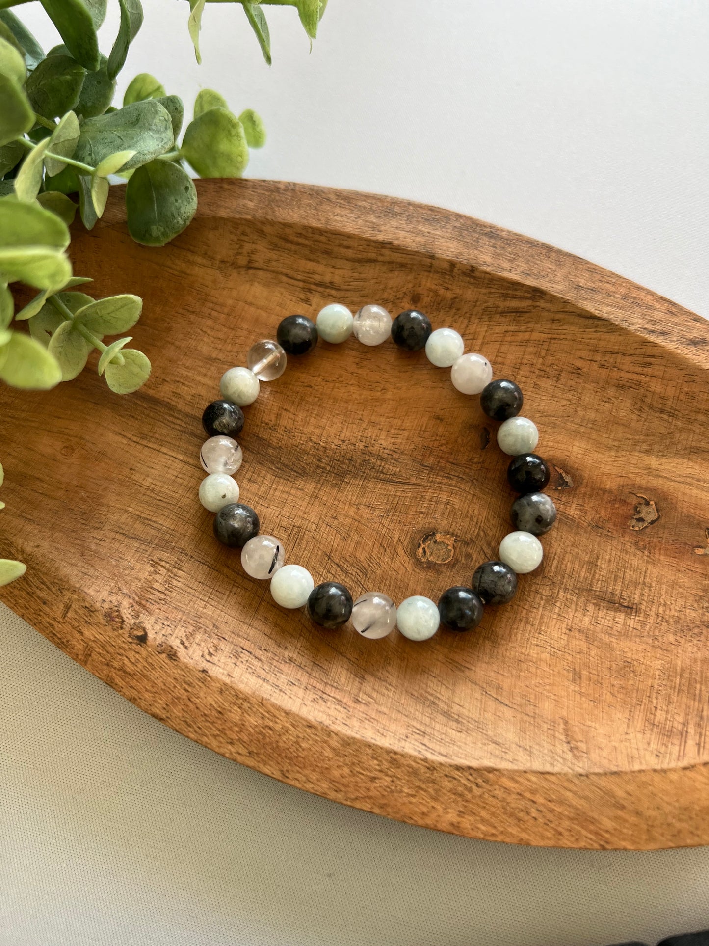 aquamarin, labradorit & turmalin armband