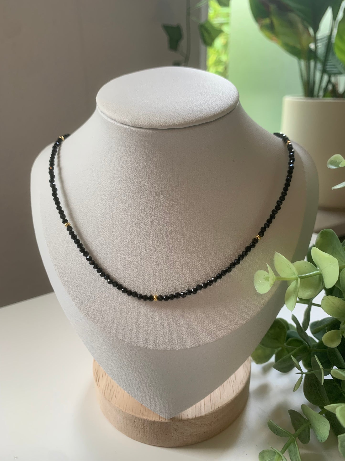 facettierte onyx kette (gold)