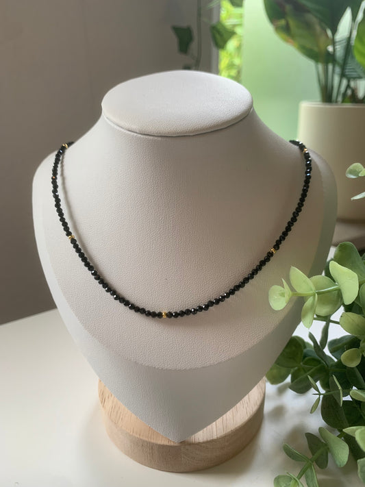 facettierte onyx kette (silber)