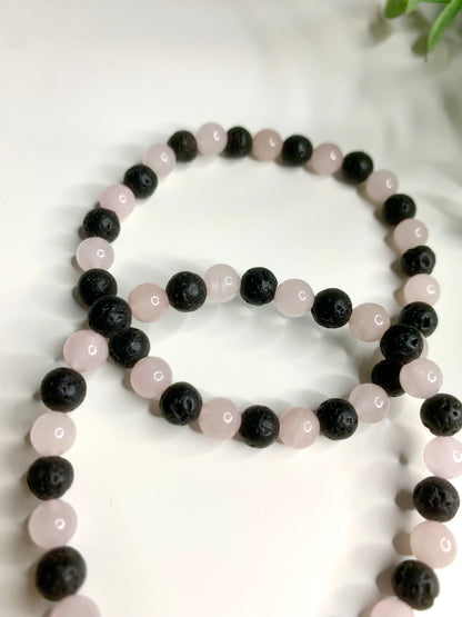 rosenquartz & lavastein armband