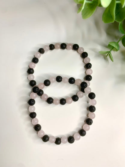 rosenquartz & lavastein armband