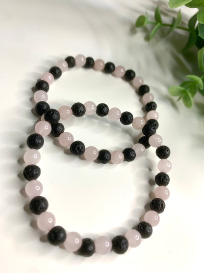 rosenquartz & lavastein armband