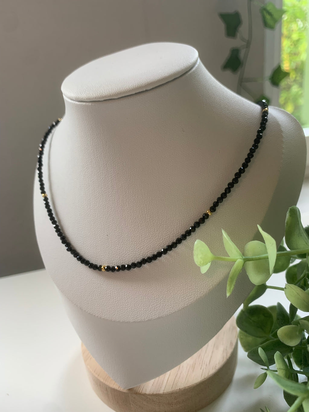 facettierte onyx kette (silber)