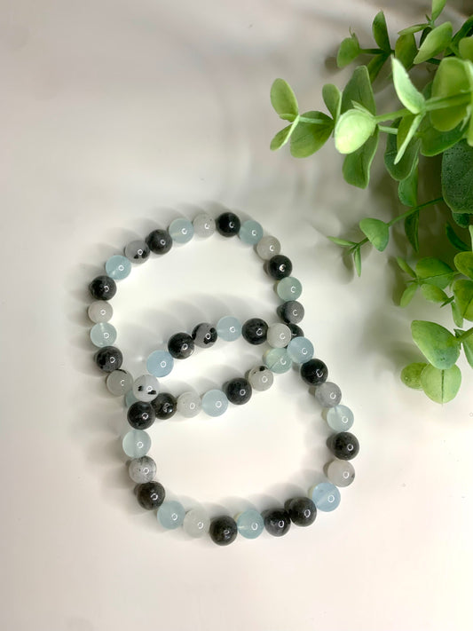 aquamarin, labradorit & turmalin armband